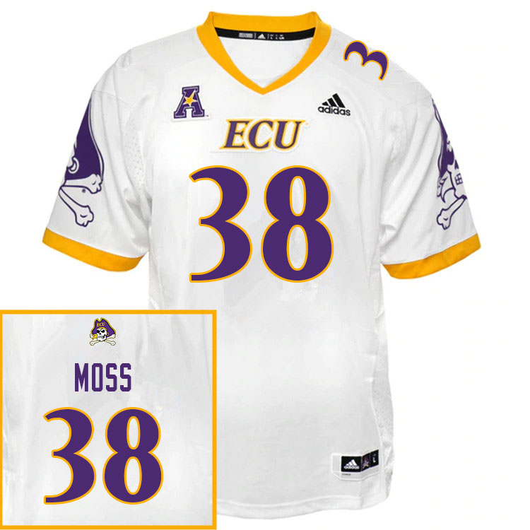 Men #38 Ty Moss ECU Pirates College Football Jerseys Sale-White